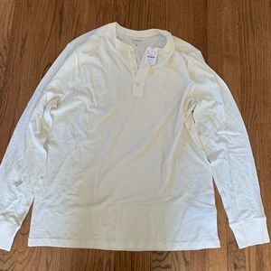 Men J CREW NWT cream Henley long sleeve shirt